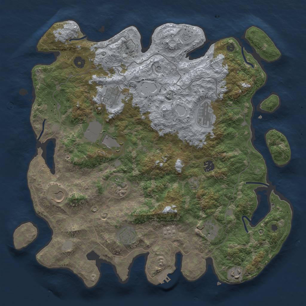 Rust Map: Procedural Map, Size: 4000, Seed: 489109, 16 Monuments
