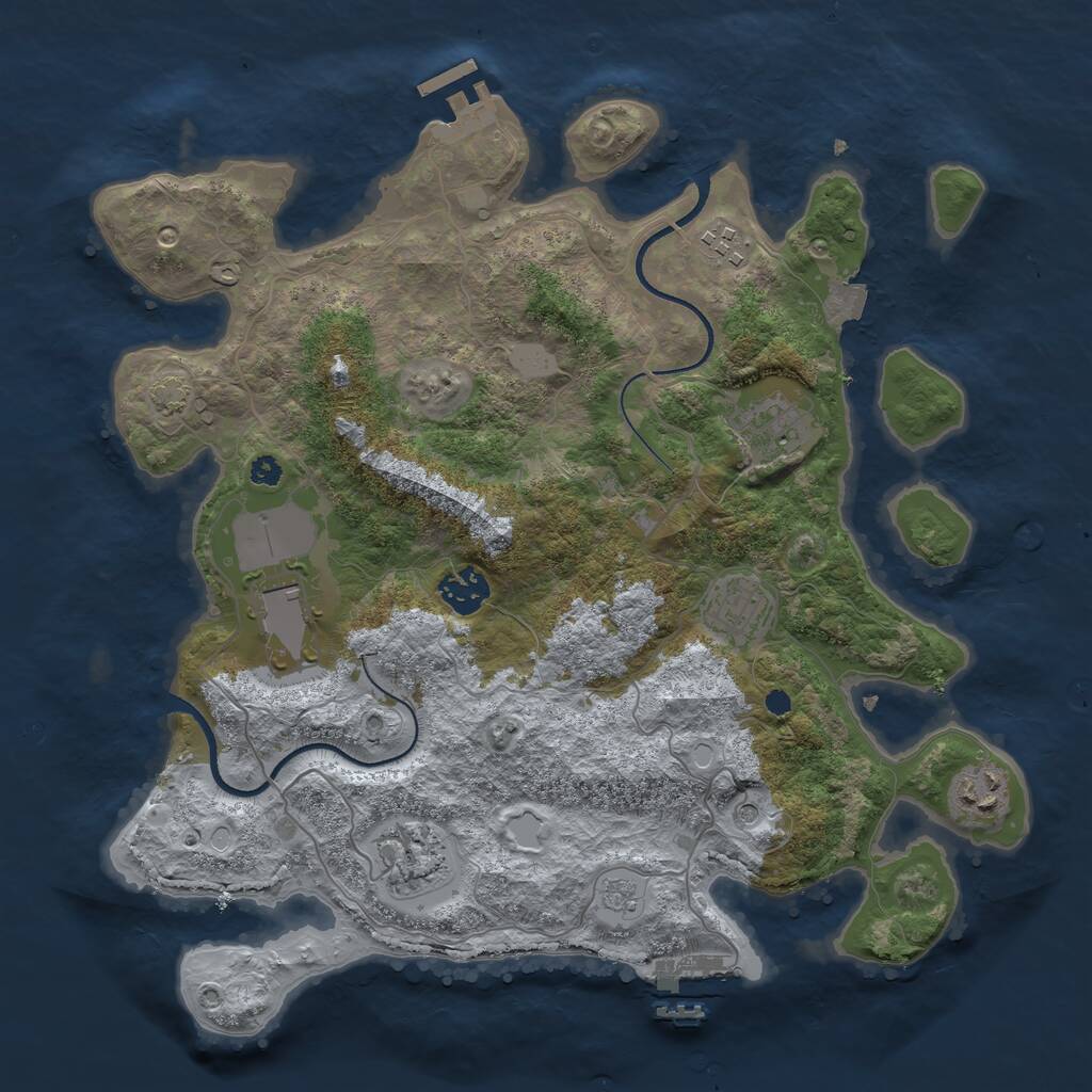 Rust Map: Procedural Map, Size: 3500, Seed: 34890366, 13 Monuments