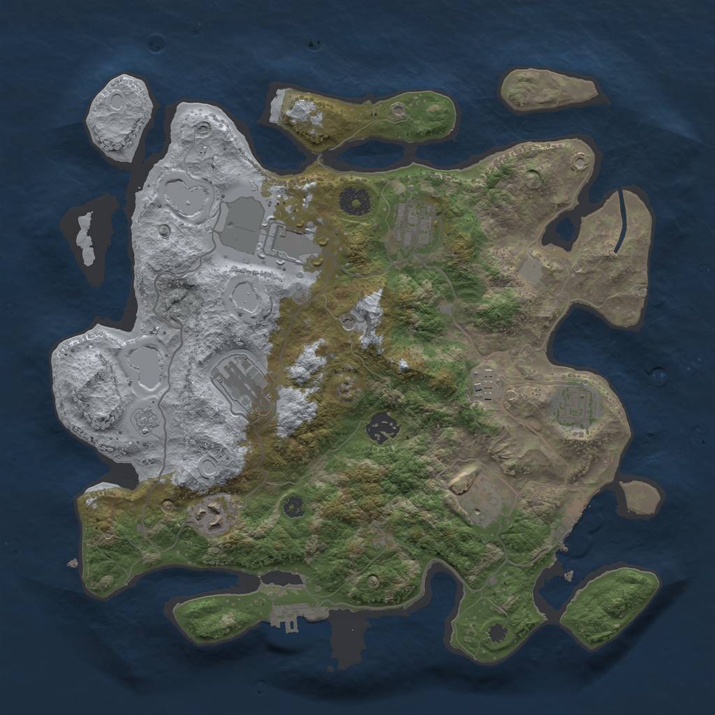 Rust Map: Procedural Map, Size: 3500, Seed: 29413563, 17 Monuments
