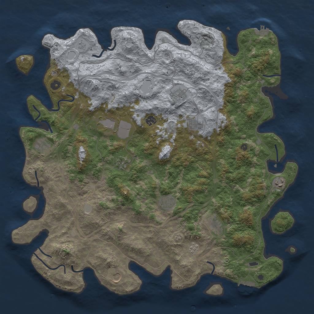 Rust Map: Procedural Map, Size: 4800, Seed: 780684668, 18 Monuments