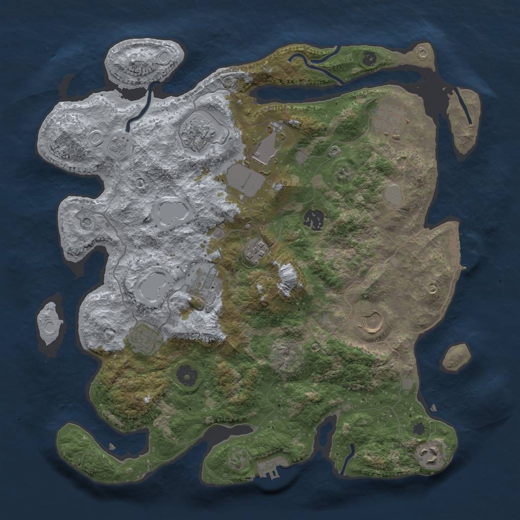 Rust Map: Procedural Map, Size: 3700, Seed: 1371469842, 18 Monuments