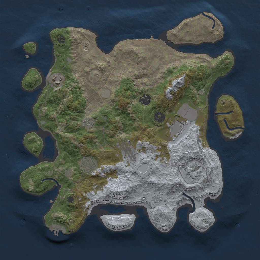 Rust Map: Procedural Map, Size: 3500, Seed: 34236795, 16 Monuments
