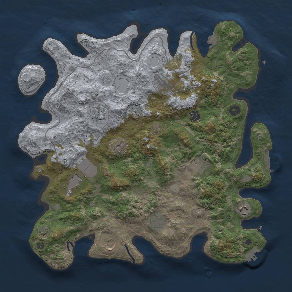 Rust Map: Procedural Map, Size: 4000, Seed: 92531035, 17 Monuments