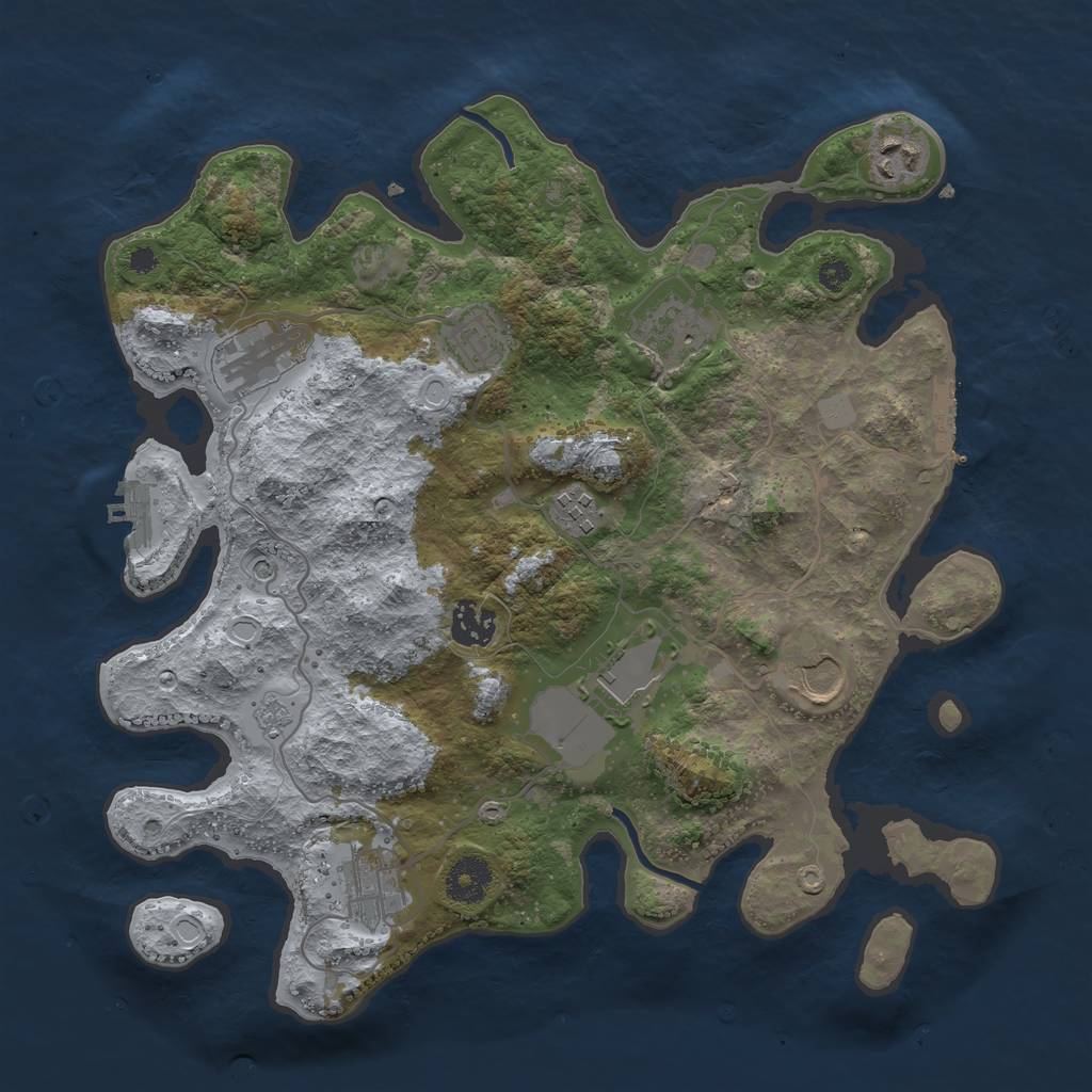 Rust Map: Procedural Map, Size: 3500, Seed: 525959498, 18 Monuments