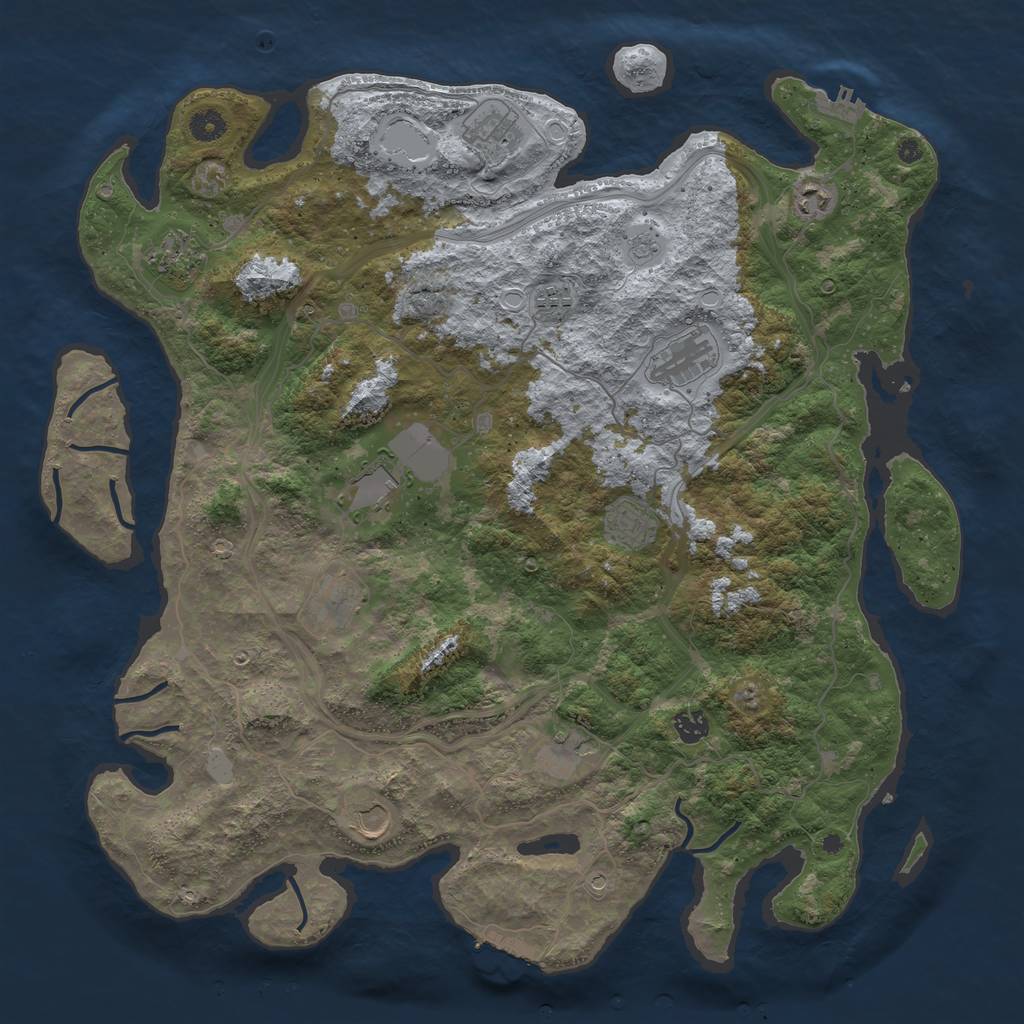Rust Map: Procedural Map, Size: 4500, Seed: 1614324193, 18 Monuments