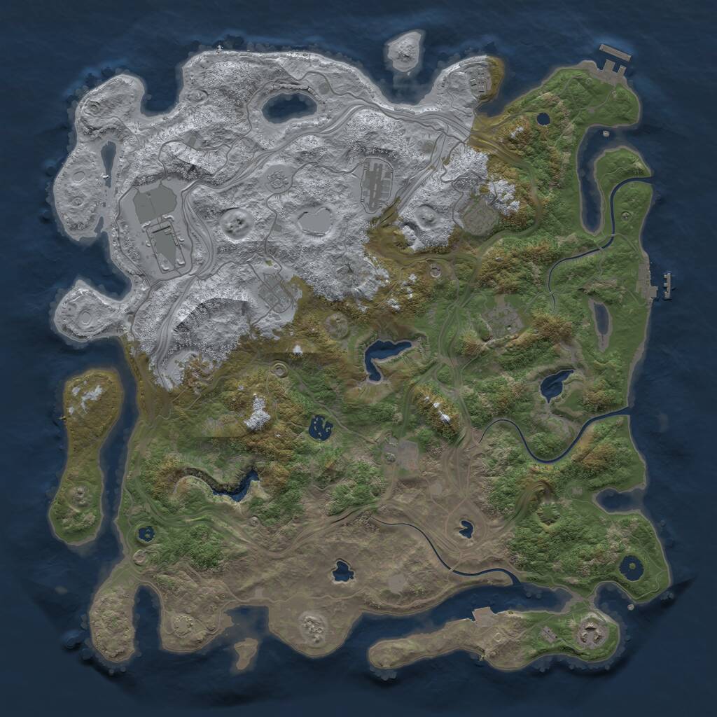 Rust Map: Procedural Map, Size: 4500, Seed: 800782517, 16 Monuments