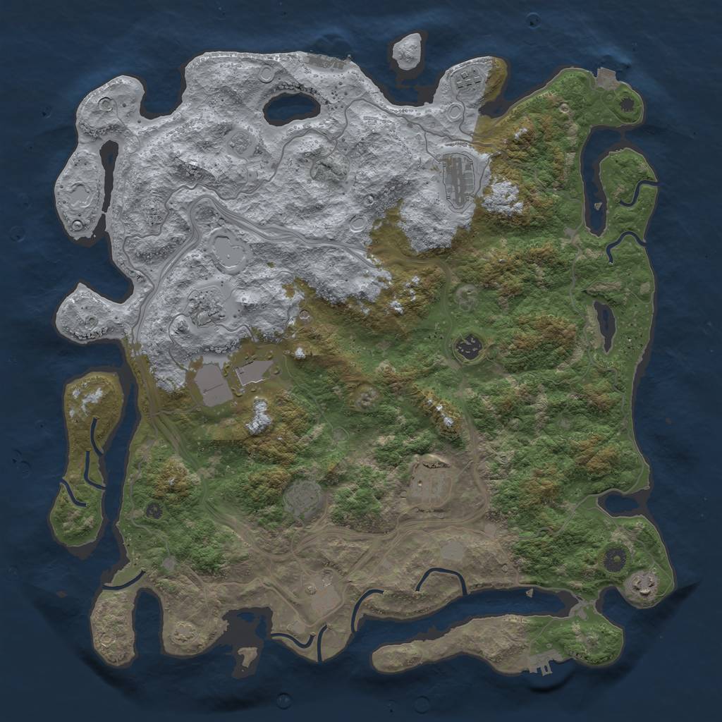 Rust Map: Procedural Map, Size: 4500, Seed: 800782517, 17 Monuments