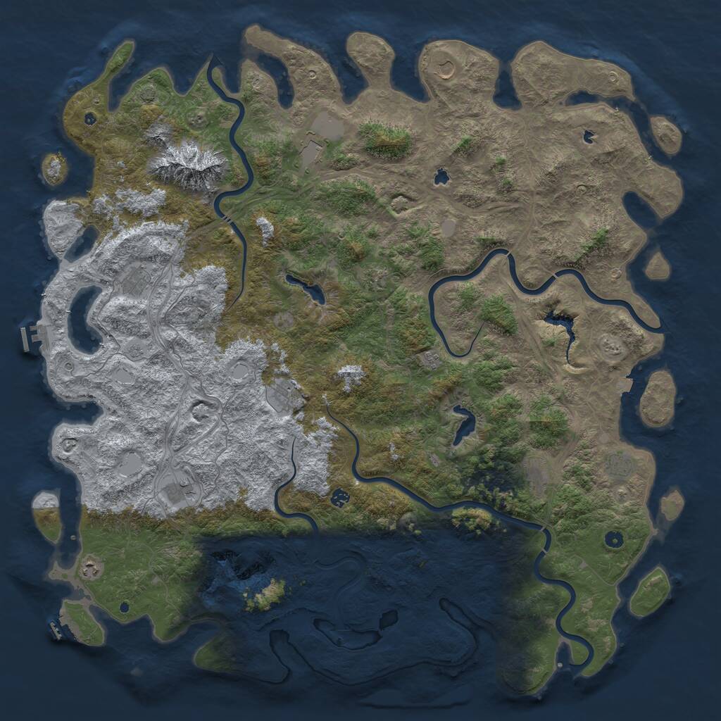Rust Map: Procedural Map, Size: 6000, Seed: 398915226, 17 Monuments