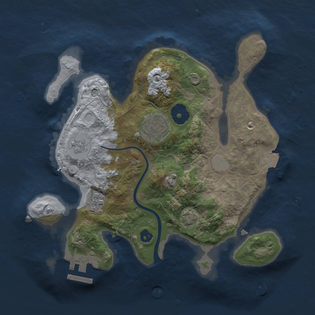 Rust Map: Procedural Map, Size: 2500, Seed: 7398, 6 Monuments