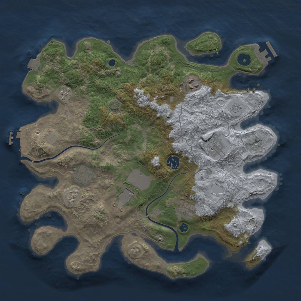 Rust Map: Procedural Map, Size: 3500, Seed: 64941020, 12 Monuments