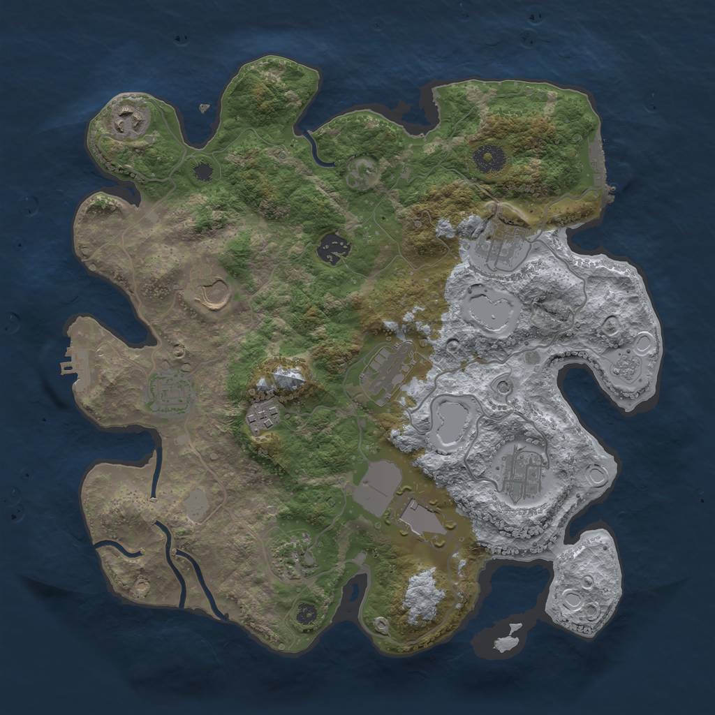 Rust Map: Procedural Map, Size: 3500, Seed: 3112886, 17 Monuments