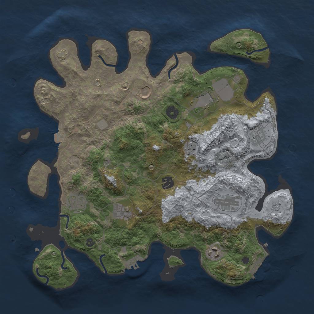 Rust Map: Procedural Map, Size: 3700, Seed: 669460841, 17 Monuments