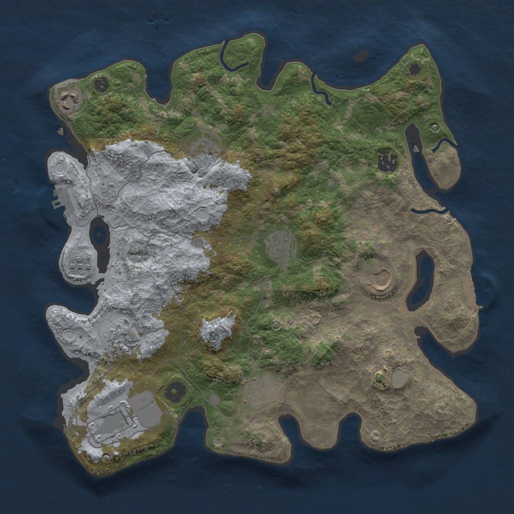 Rust Map: Procedural Map, Size: 3700, Seed: 164, 16 Monuments