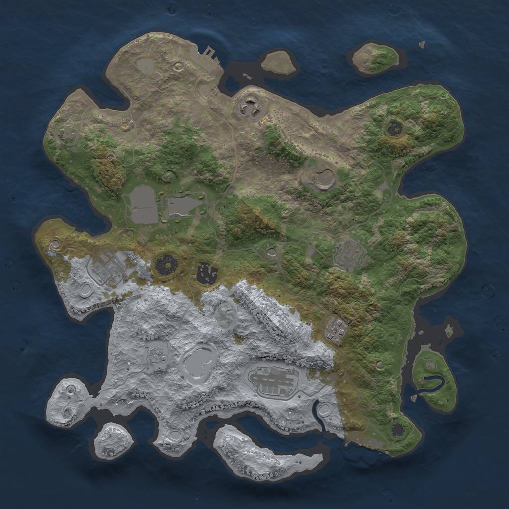 Rust Map: Procedural Map, Size: 3500, Seed: 60751176, 15 Monuments