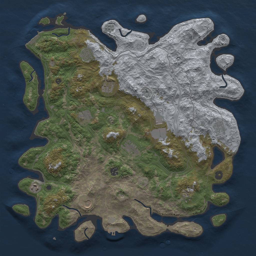 Rust Map: Procedural Map, Size: 4500, Seed: 1400222305, 18 Monuments