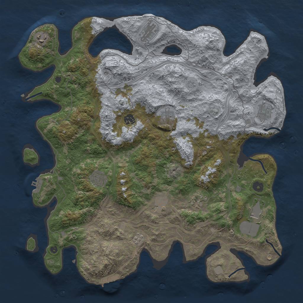 Rust Map: Procedural Map, Size: 4250, Seed: 1436666893, 18 Monuments