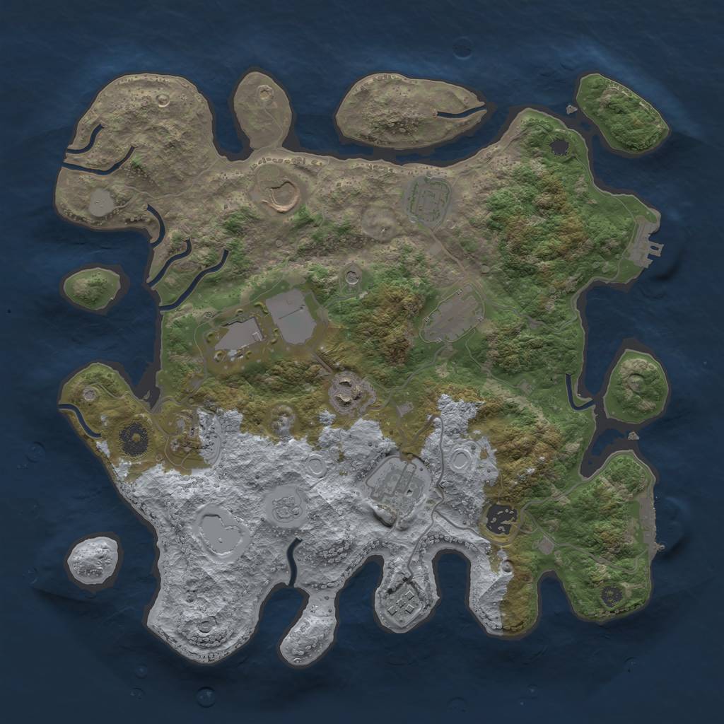 Rust Map: Procedural Map, Size: 3500, Seed: 46514723, 16 Monuments