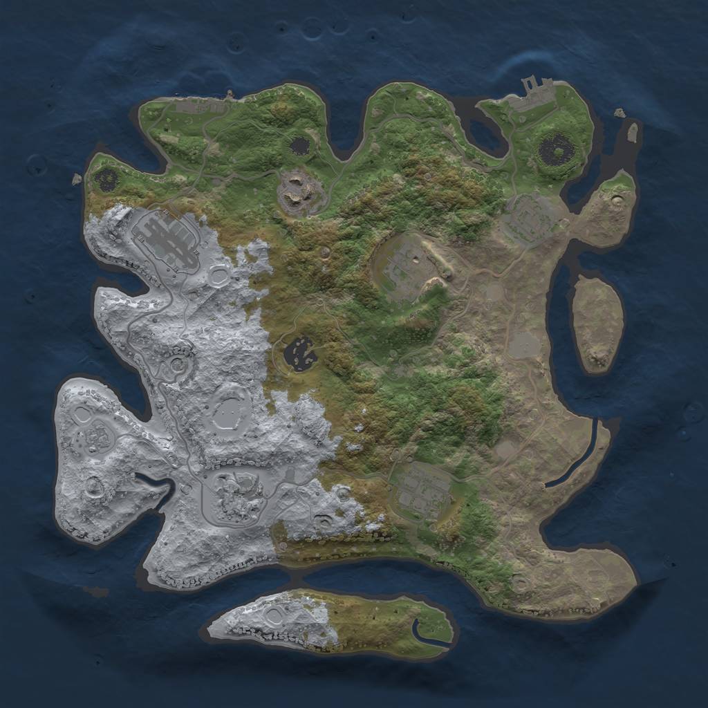 Rust Map: Procedural Map, Size: 3200, Seed: 545623829, 14 Monuments