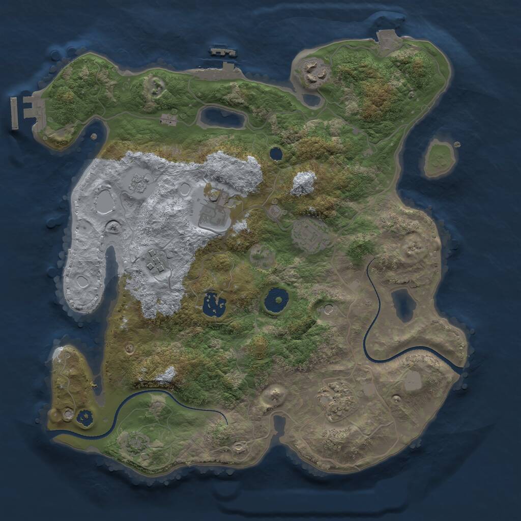 Rust Map: Procedural Map, Size: 3250, Seed: 2089071436, 12 Monuments