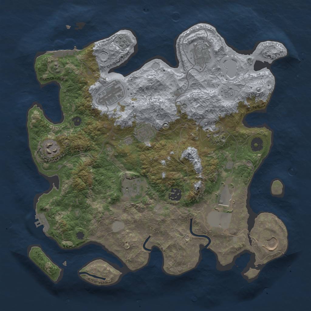 Rust Map: Procedural Map, Size: 3500, Seed: 1040595808, 19 Monuments