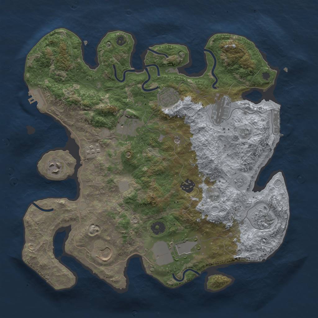 Rust Map: Procedural Map, Size: 3500, Seed: 52569735, 18 Monuments