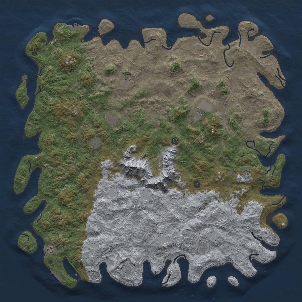 Rust Map: Procedural Map, Size: 6000, Seed: 20230102, 18 Monuments