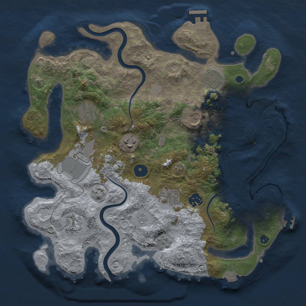 Rust Map: Procedural Map, Size: 3500, Seed: 49218807, 15 Monuments