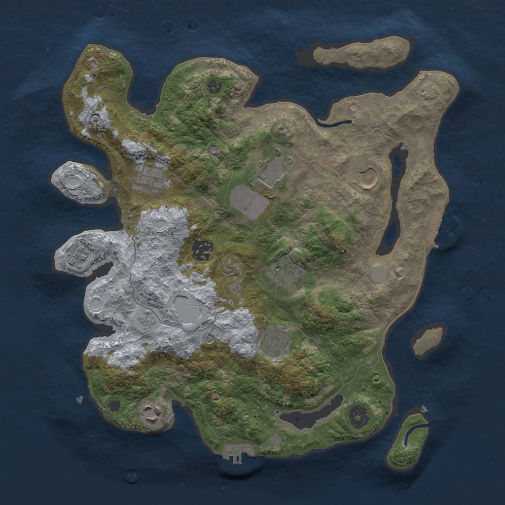 Rust Map: Procedural Map, Size: 3500, Seed: 20076406, 16 Monuments