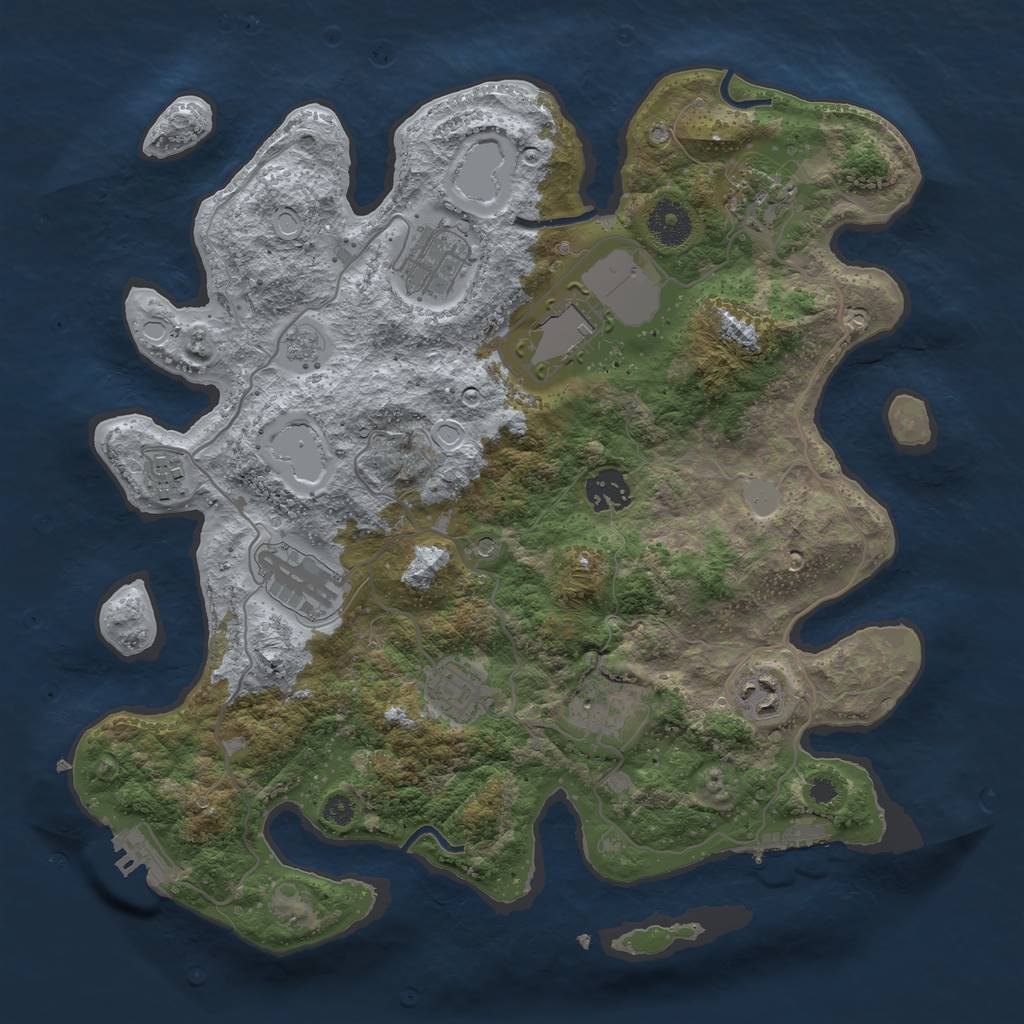 Rust Map: Procedural Map, Size: 3500, Seed: 800023510, 18 Monuments