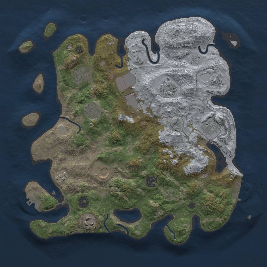 Rust Map: Procedural Map, Size: 3500, Seed: 347574957, 16 Monuments