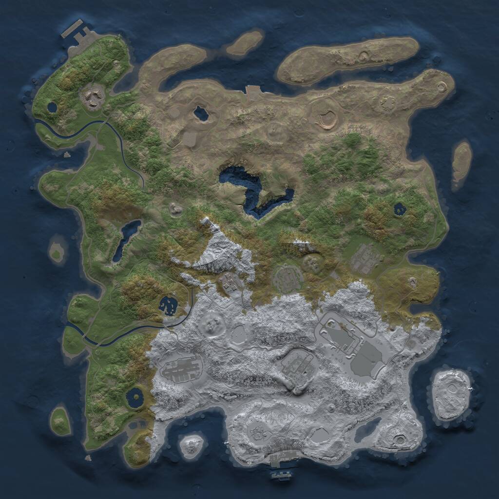Rust Map: Procedural Map, Size: 4000, Seed: 654063, 14 Monuments