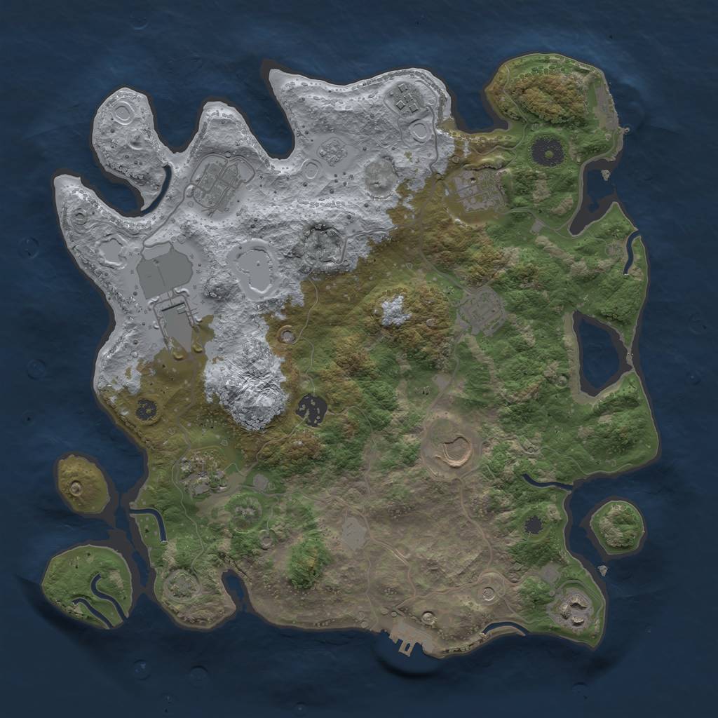 Rust Map: Procedural Map, Size: 3500, Seed: 59805699, 17 Monuments