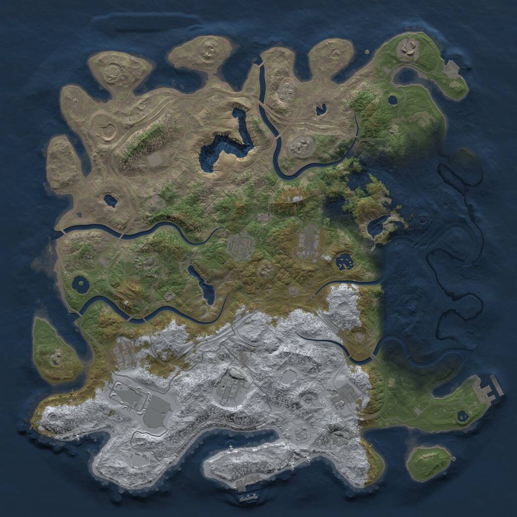 Rust Map: Procedural Map, Size: 4500, Seed: 1520283804, 17 Monuments