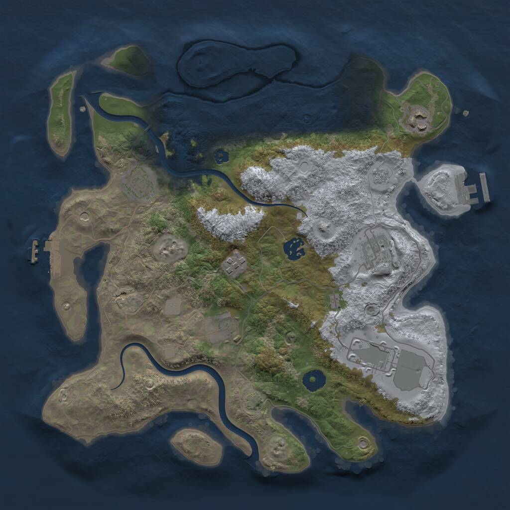 Rust Map: Procedural Map, Size: 3500, Seed: 48936865, 13 Monuments