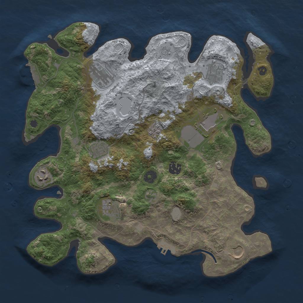 Rust Map: Procedural Map, Size: 3500, Seed: 2096114294, 17 Monuments