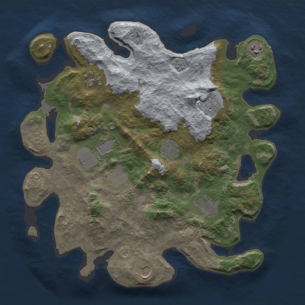 Rust Map: Barren, Size: 3700, Seed: 575435088, 12 Monuments