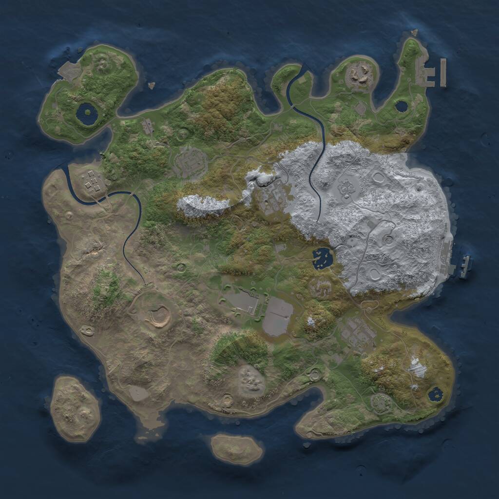 Rust Map: Procedural Map, Size: 3500, Seed: 7741, 14 Monuments