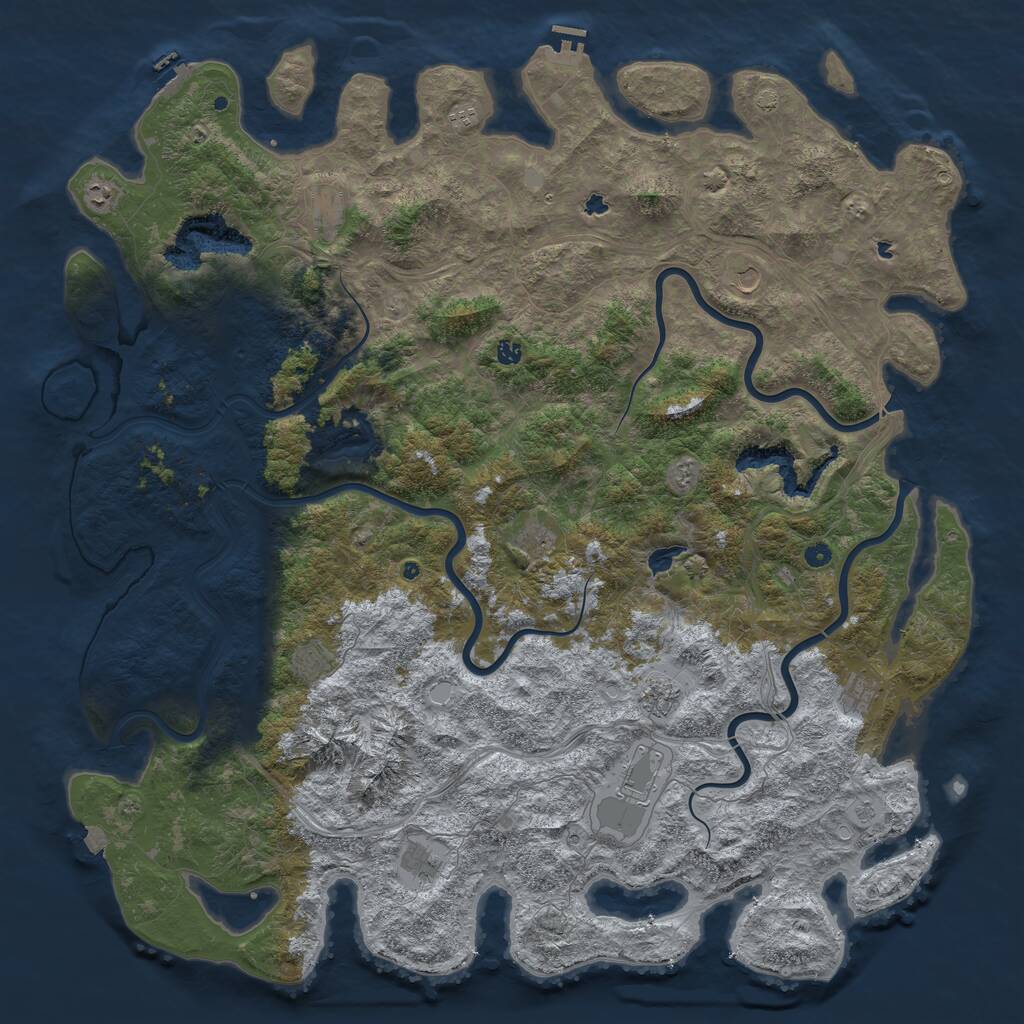 Rust Map: Procedural Map, Size: 6000, Seed: 88598150, 17 Monuments