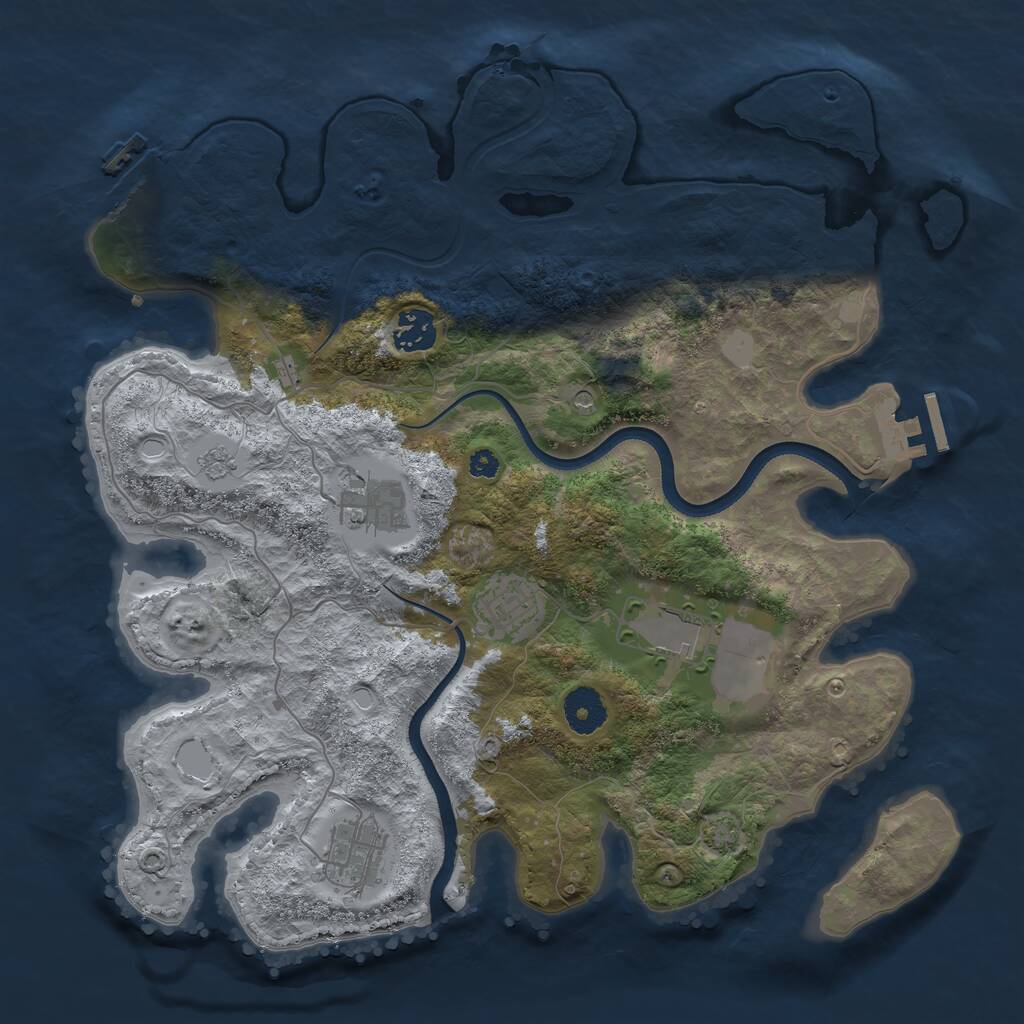 Rust Map: Procedural Map, Size: 3500, Seed: 2025084373, 11 Monuments