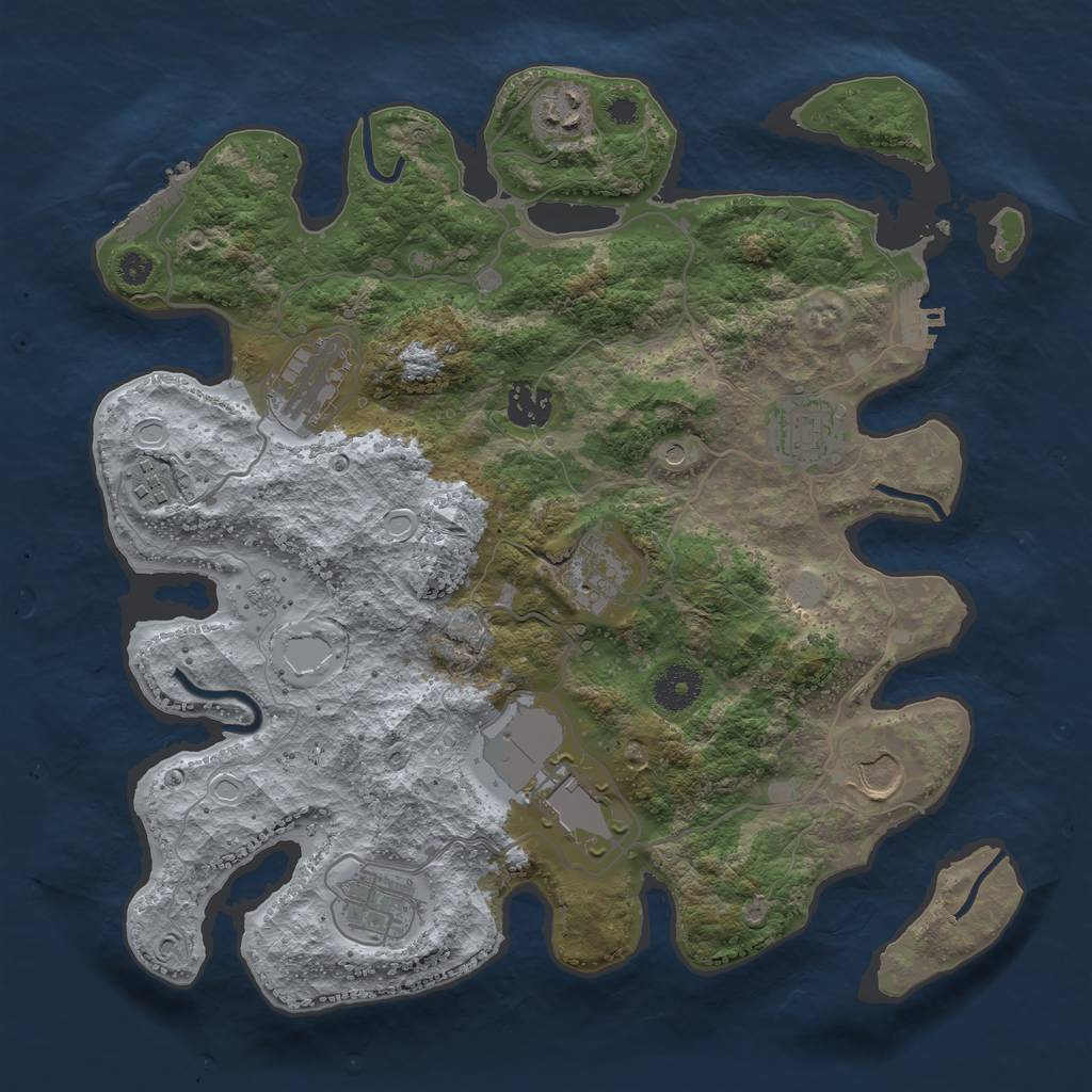 Rust Map: Procedural Map, Size: 3500, Seed: 2025084373, 16 Monuments