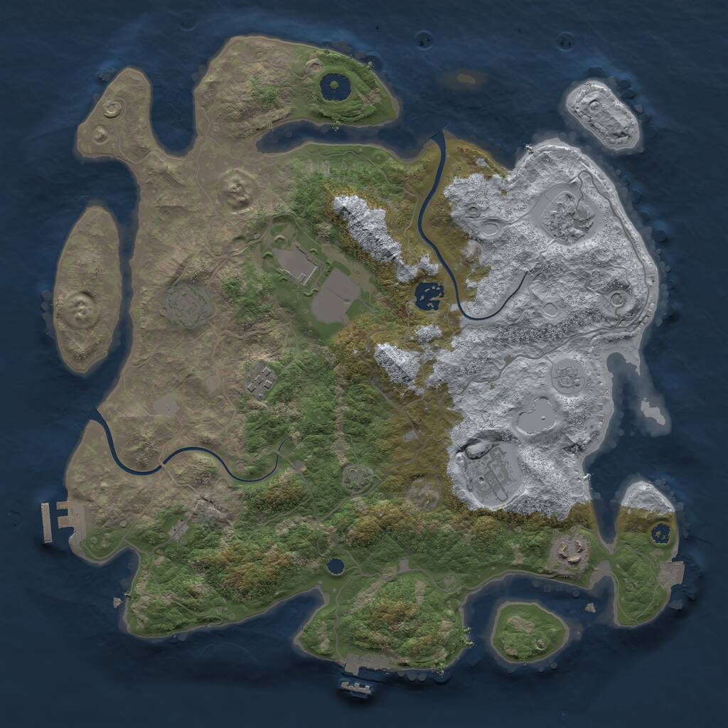 Rust Map: Procedural Map, Size: 3700, Seed: 165105069, 13 Monuments