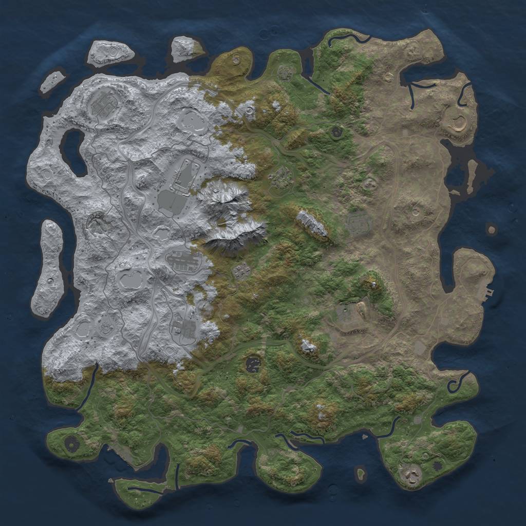 Rust Map: Procedural Map, Size: 5000, Seed: 11114, 19 Monuments