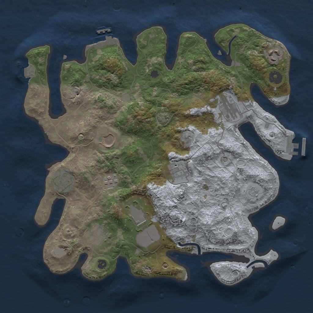 Rust Map: Procedural Map, Size: 3500, Seed: 1486648187, 16 Monuments