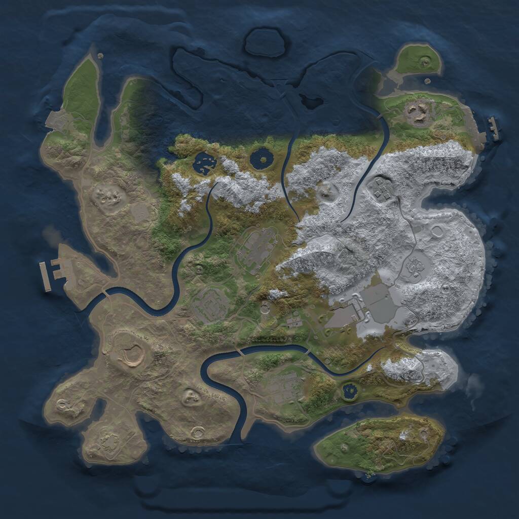 Rust Map: Procedural Map, Size: 3500, Seed: 1858535828, 14 Monuments