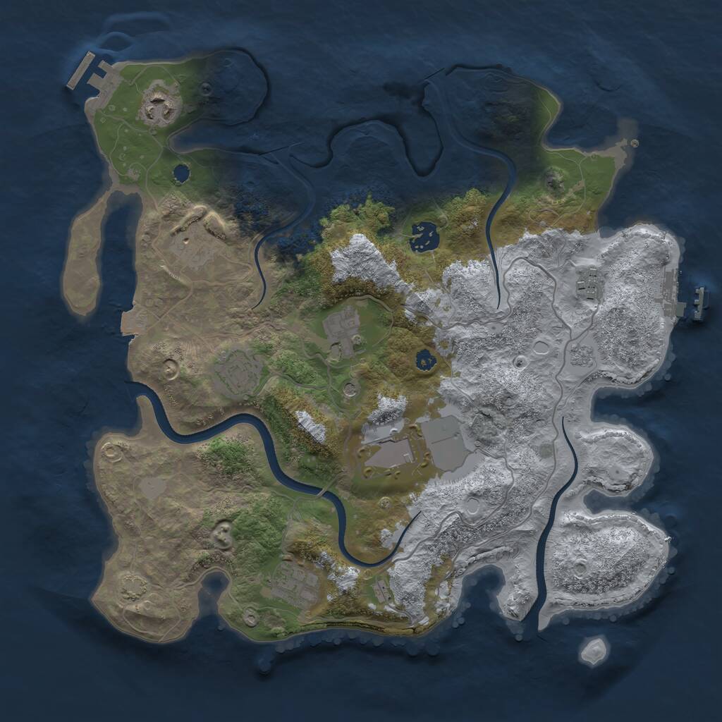 Rust Map: Procedural Map, Size: 3500, Seed: 30104707, 14 Monuments