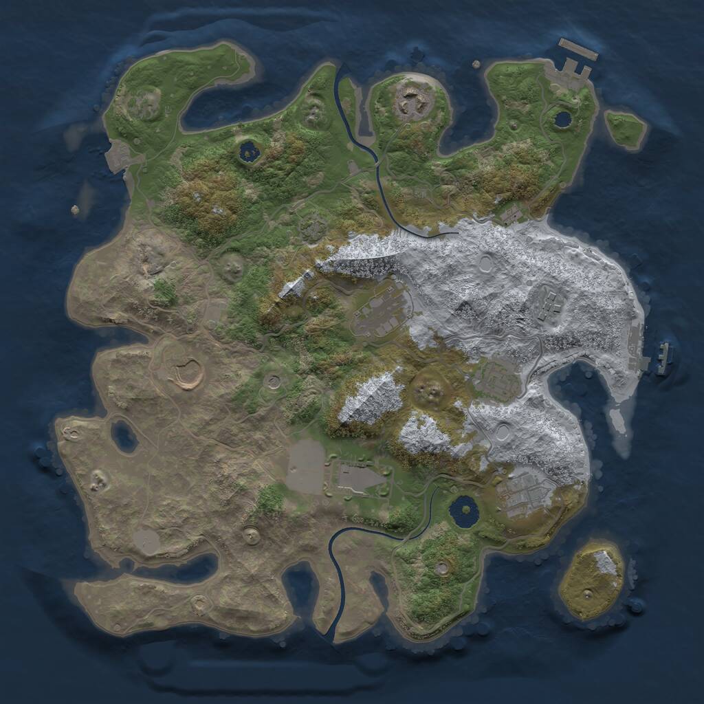 Rust Map: Procedural Map, Size: 3500, Seed: 1311, 12 Monuments