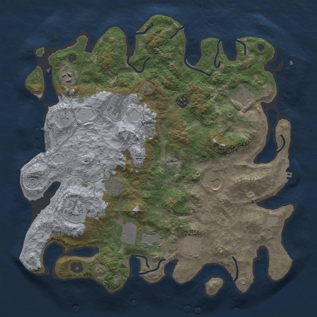Rust Map: Procedural Map, Size: 3900, Seed: 764323589, 17 Monuments