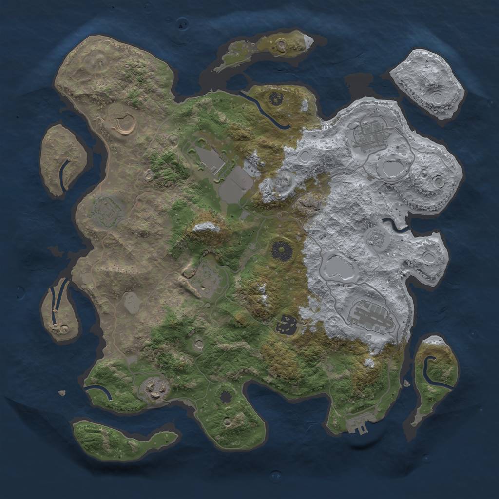 Rust Map: Procedural Map, Size: 3600, Seed: 1634865131, 16 Monuments