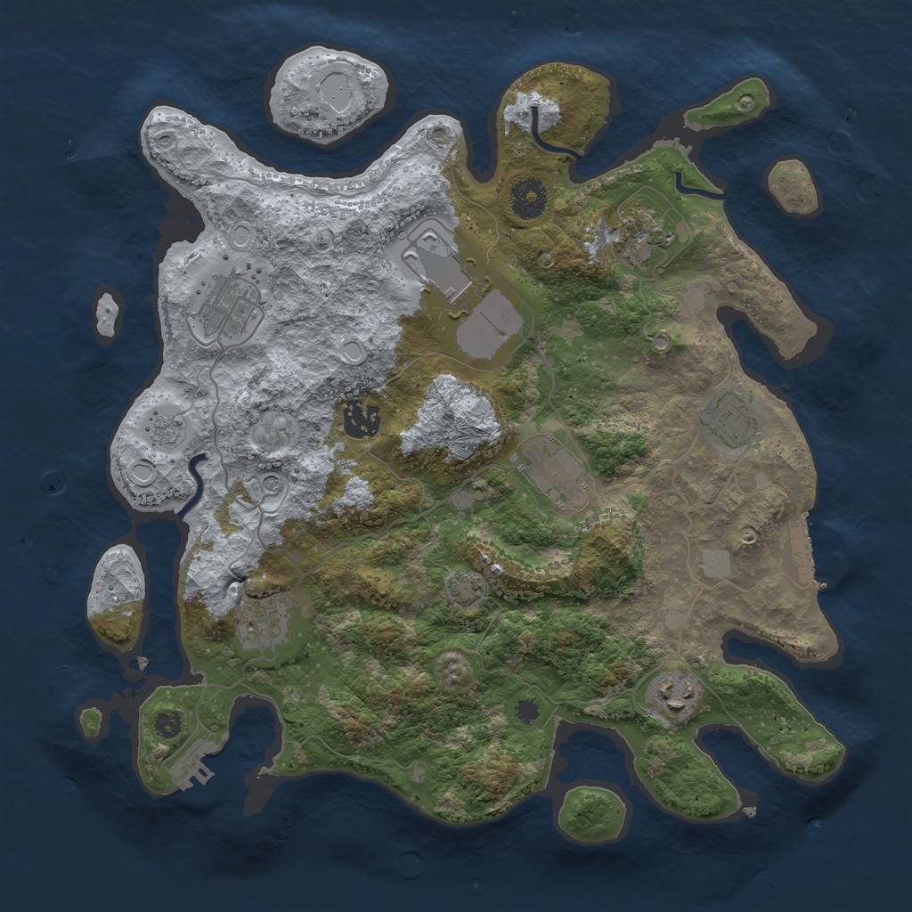 Rust Map: Procedural Map, Size: 3500, Seed: 95261075, 16 Monuments