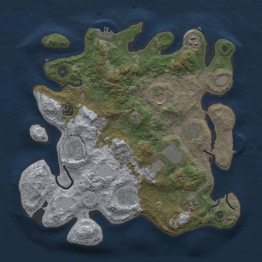 Rust Map: Procedural Map, Size: 3500, Seed: 38184777, 18 Monuments
